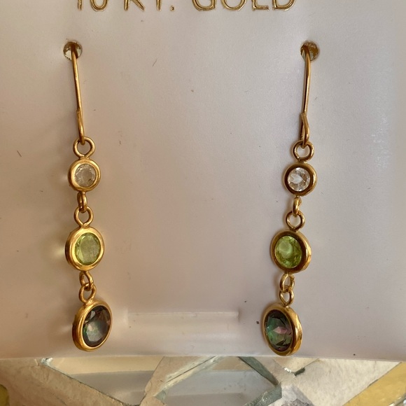 10 karat gold/ mystic topaz  / peridot Earrings